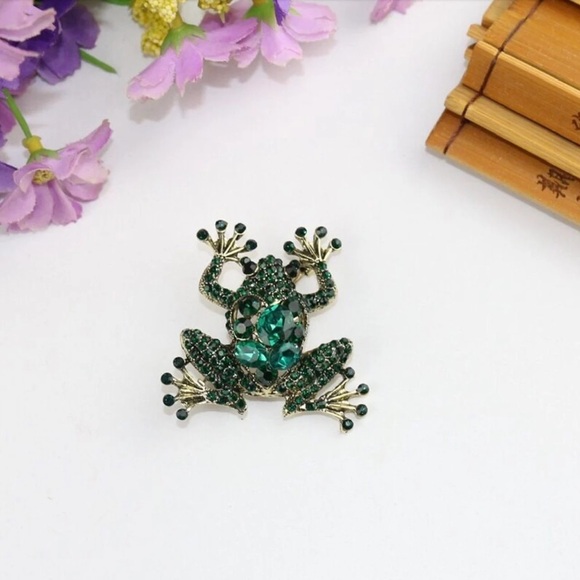 Rhinestone Frog Brooches Women Unisex Classic Animal Party Casual Brooch Pins - Picture 3 of 4